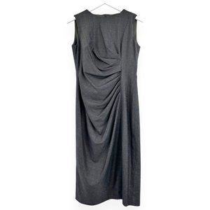 Max Mara Charcoal Gray Wool Silk Blend Sleeveless Midi Sheath Dress